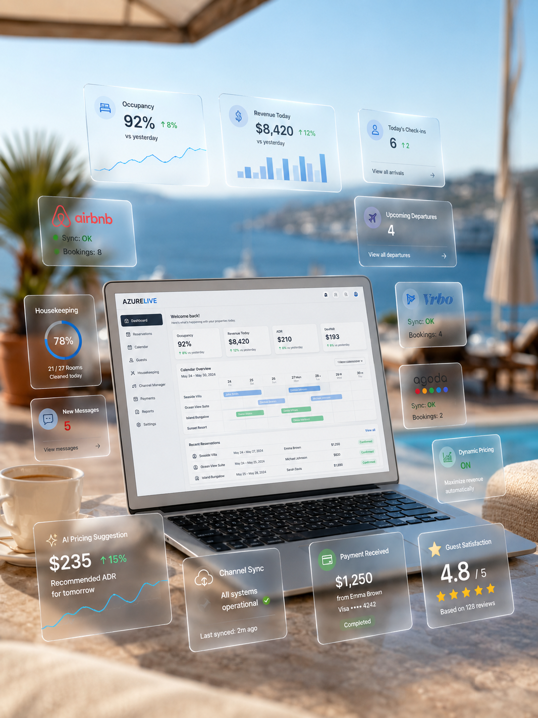 One dashboard for pricing, calendars, photos and channels.